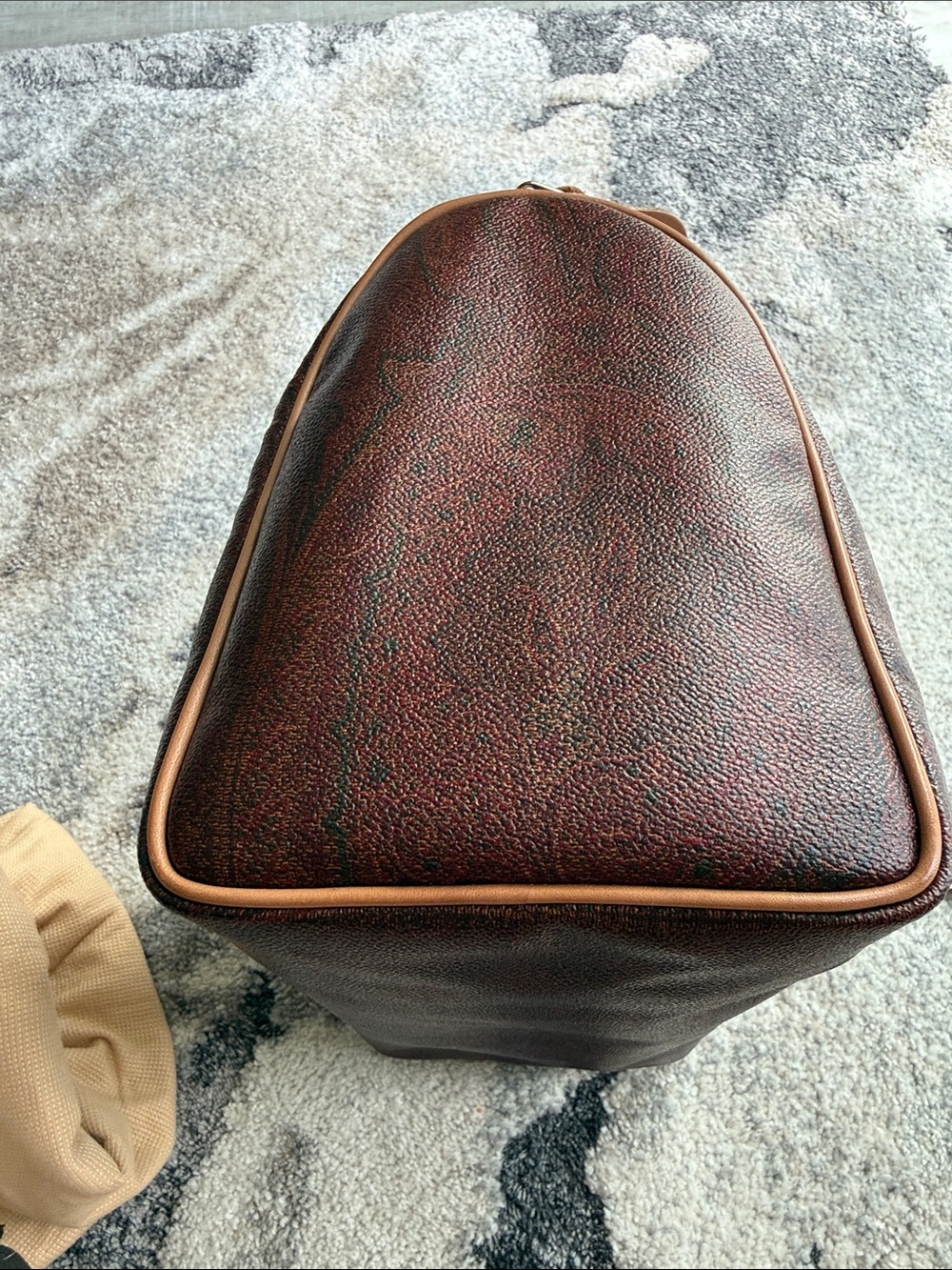 Etro Dark Brown Leather Satchel with Tan Handles - Picture 10 of 16